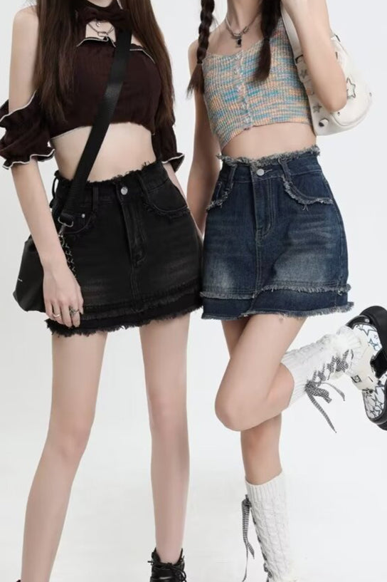 High Waist A-Line Denim Mini Skirt Main image