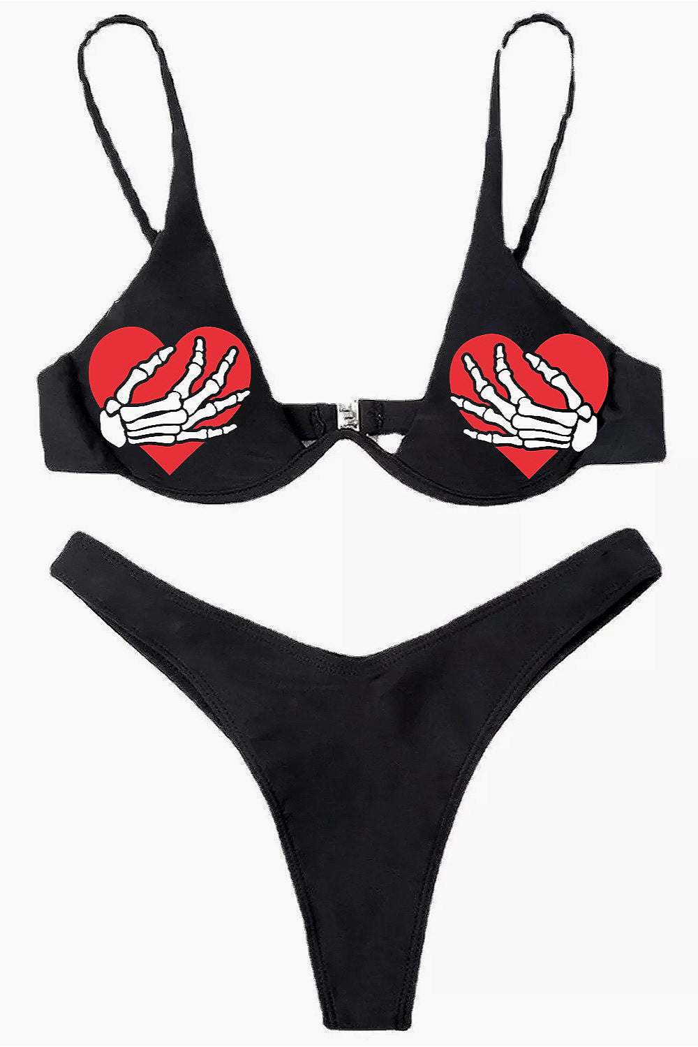 Dark Aesthetic Skull Heart Swimwear Secondary image