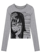 Grunge Print Cotton Knit Top