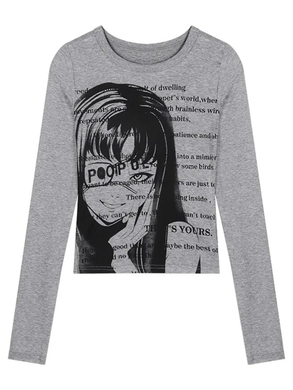 Grunge Print Cotton Knit Top