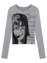 Grunge Print Cotton Knit Top