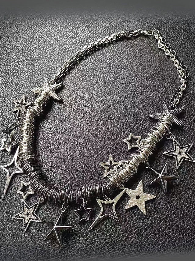 Y2K Starfish Iron Ring Tassel Necklace