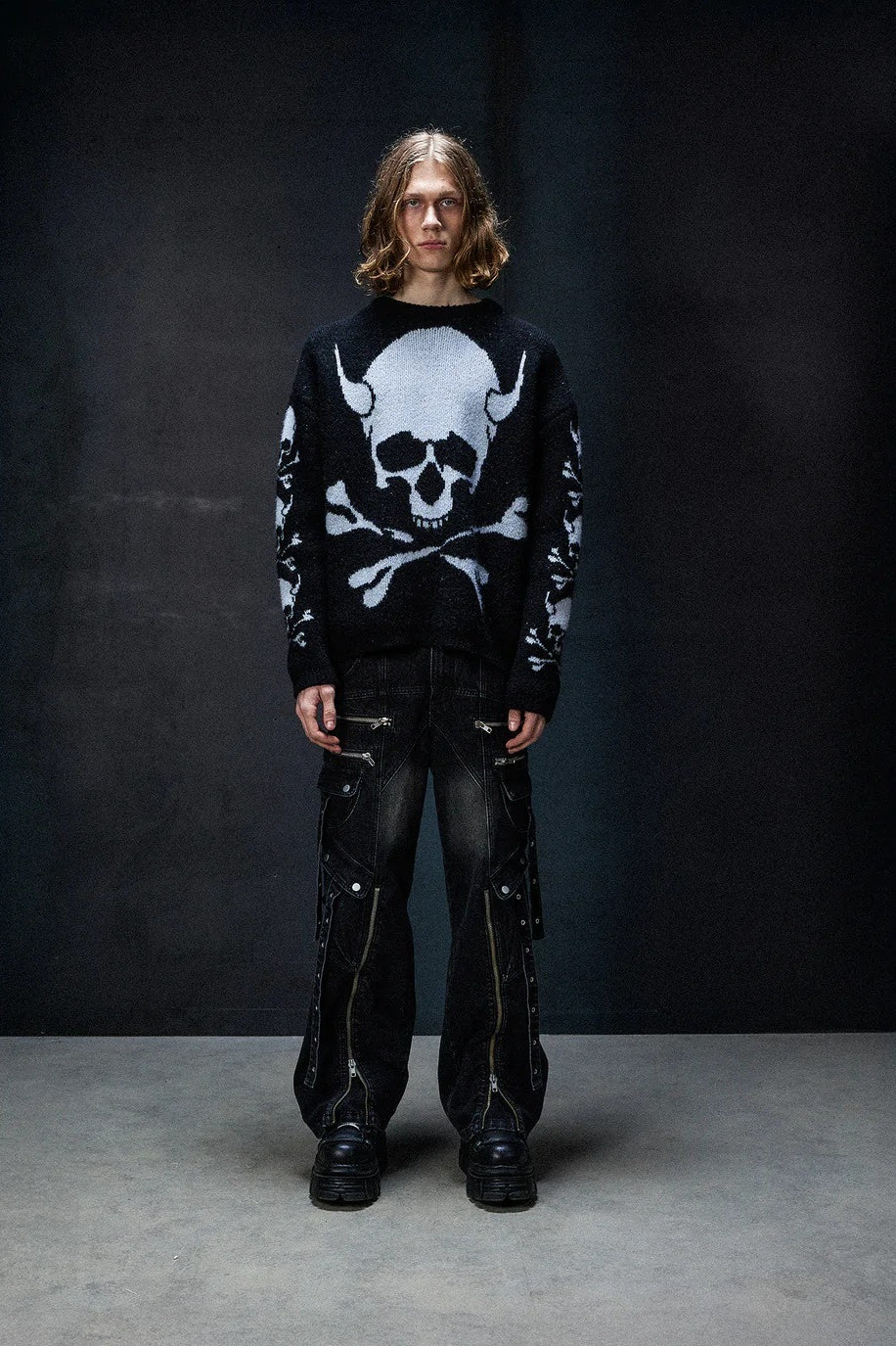 Skull Crossbones Intarsia Sweater