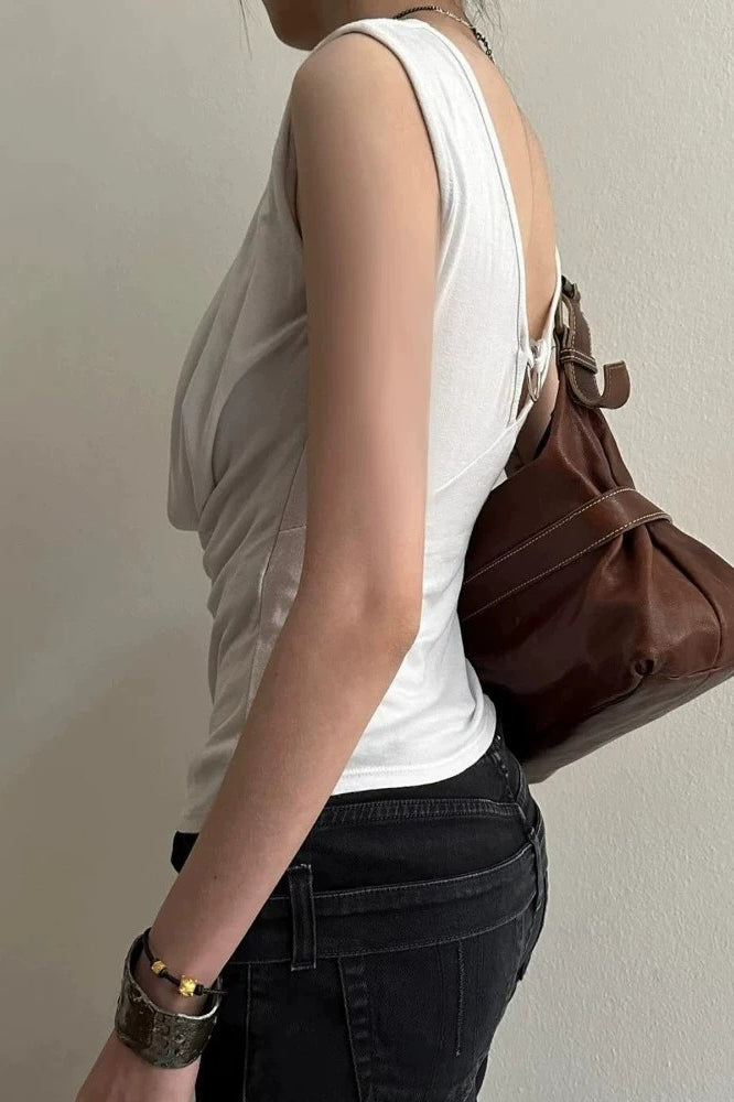 Cross Detail Draped Layered Tank Top