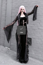 Cross Motif Lace Panel Maxi Dress