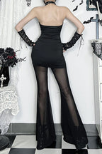 Dark Gothic Mesh Splice Mesh Top