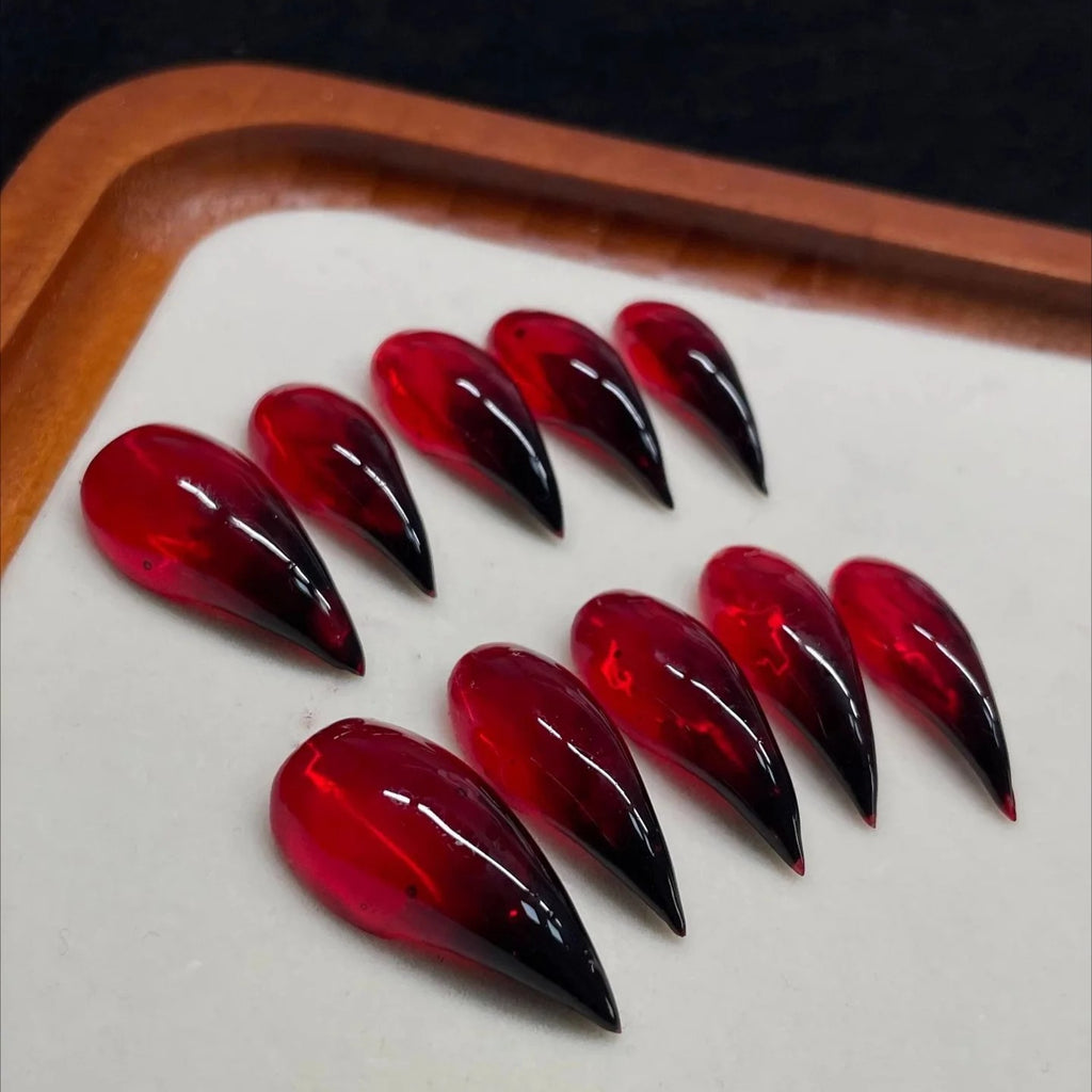 Black Red Gradient Cute Cat Paw Press On Nails