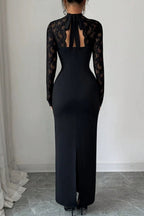 Lace Yoke Keyhole Maxi Dress