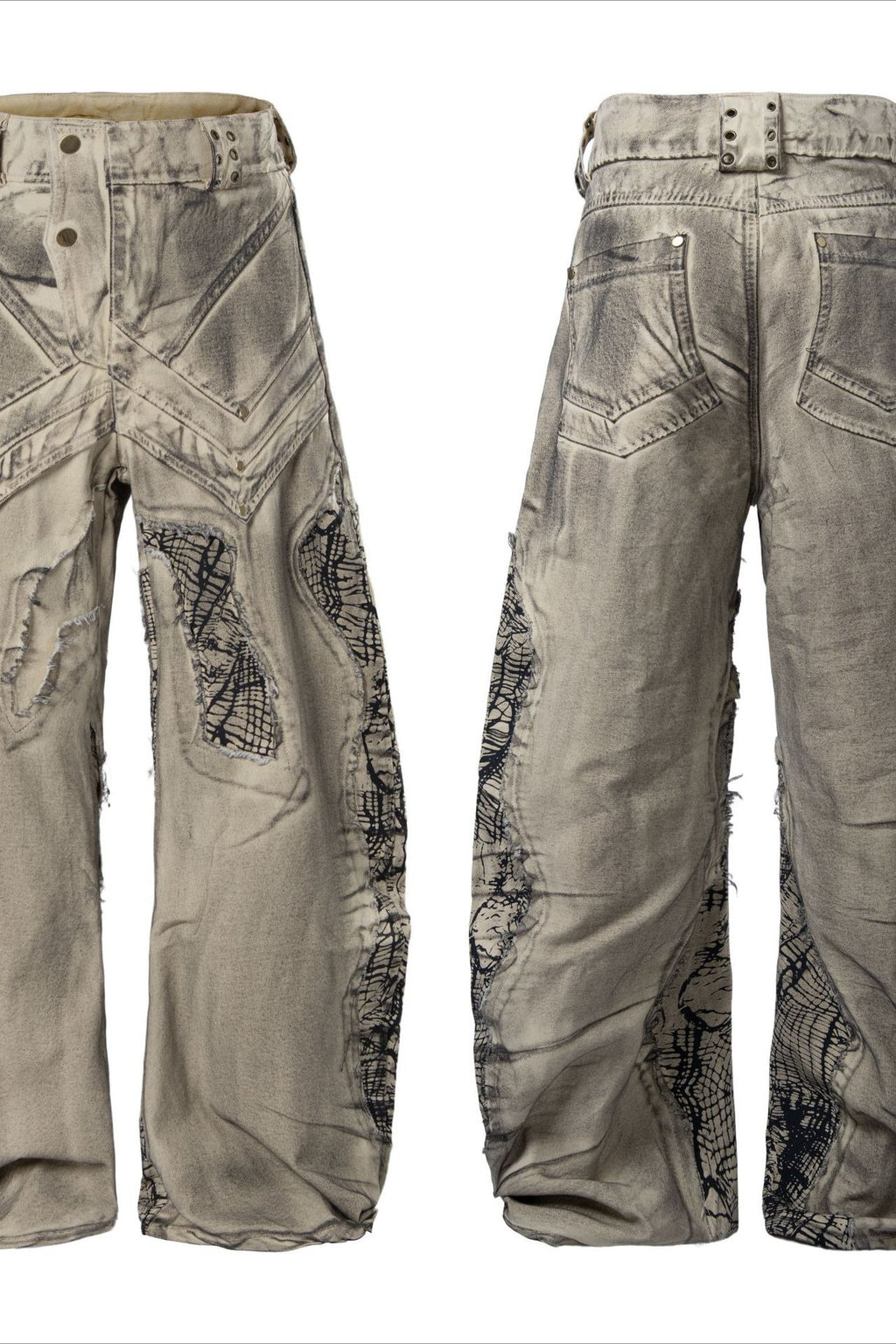 Applique Panel Barrel Jeans