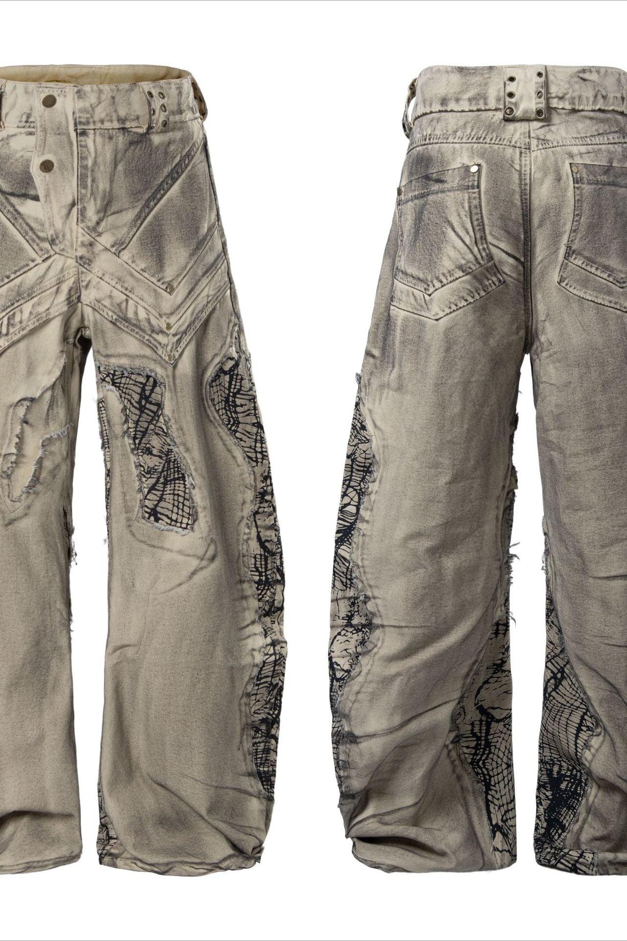 Applique Panel Barrel Jeans