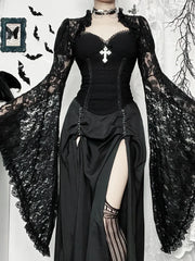 Gothic Lace Patchwork Maxi Dress