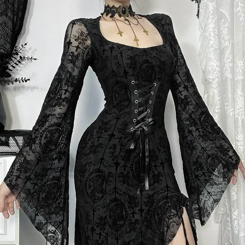 Square Collar Corset Flare Maxi Dress
