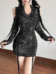 Hollow Eyelet Strap Mini Dress