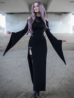 Moon Hollow Out Flare Sleeve Maxi Dress