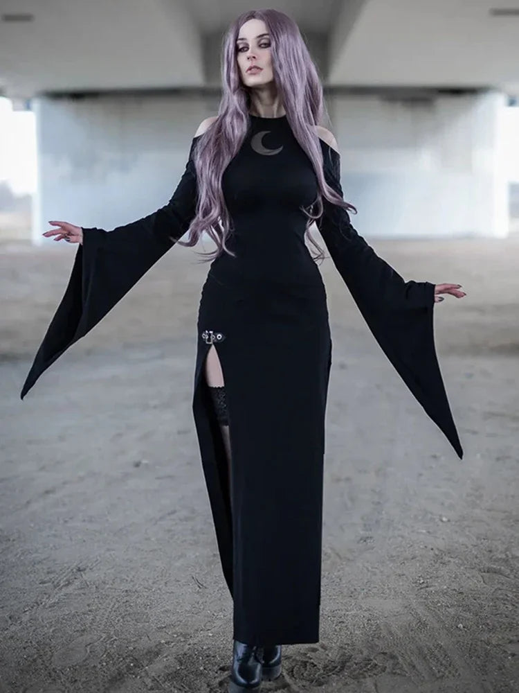 Moon Hollow Out Flare Sleeve Maxi Dress Main image