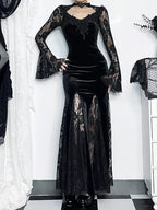 Vintage Lace Flare Sleeve Midi Dress