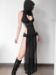 See Through Cut Out Hooded Maxi Dress