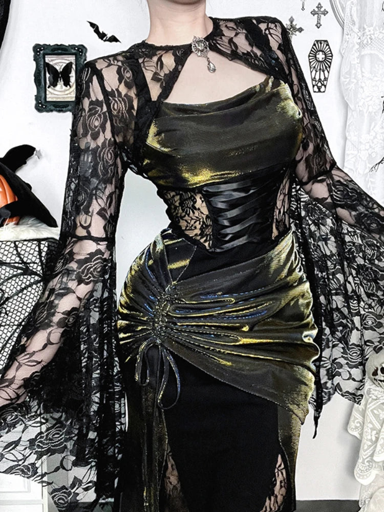 High Waist Bandage Corset Maxi Dress