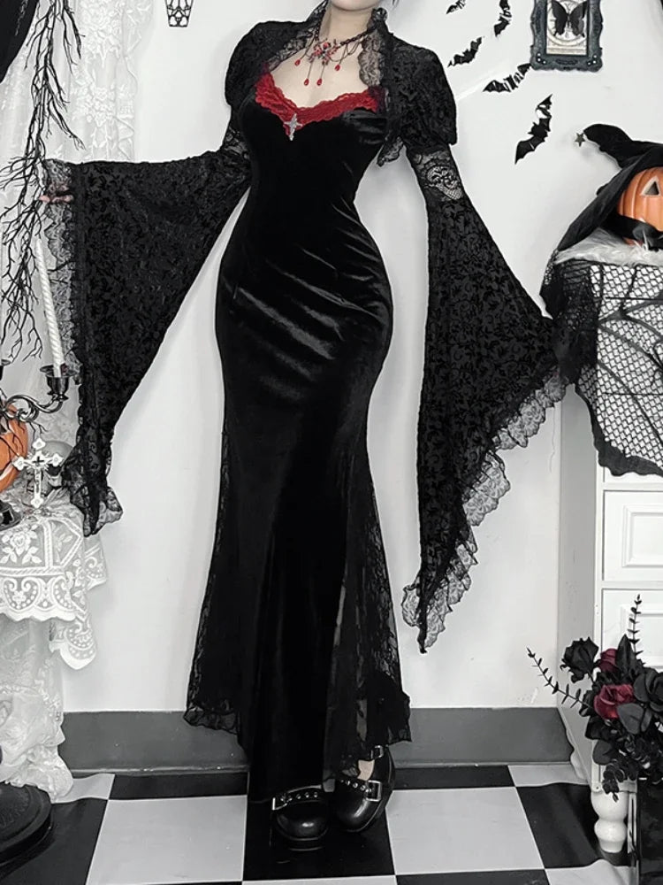 Spaghetti Strap Lace Patchwork Maxi Dress