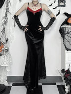 Spaghetti Strap Lace Patchwork Maxi Dress