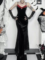 Spaghetti Strap Lace Patchwork Maxi Dress