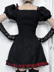 Red Plaid Bandage Mini Dress