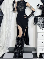 Cyber Punk Mesh Bandage Midi Dress