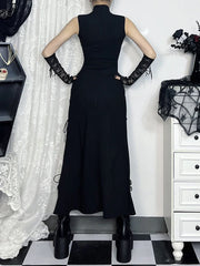 Cyber Punk Mesh Bandage Midi Dress