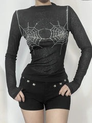 Spider Web O-neck Knit Top