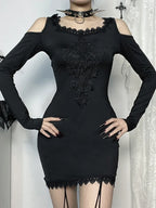 Embroidery Hooded Mini Dress