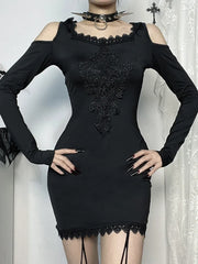 Embroidery Hooded Mini Dress