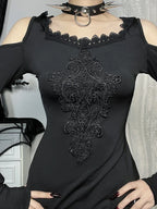 Embroidery Hooded Mini Dress