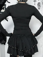 Hollow Mesh Patchwork Knit Top