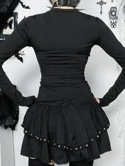 Hollow Mesh Patchwork Knit Top