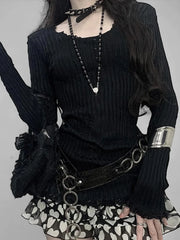 Lace O-neck Knit Top