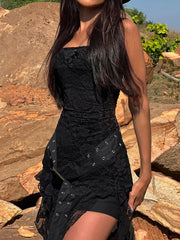 Academia Lace Spaghetti Strap Midi Dress