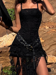 Academia Lace Spaghetti Strap Midi Dress