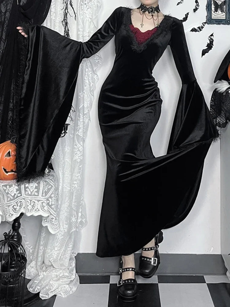 Backless Feather Patchwork Maxi Dress Main image