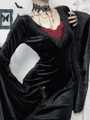 Backless Feather Patchwork Maxi Dress