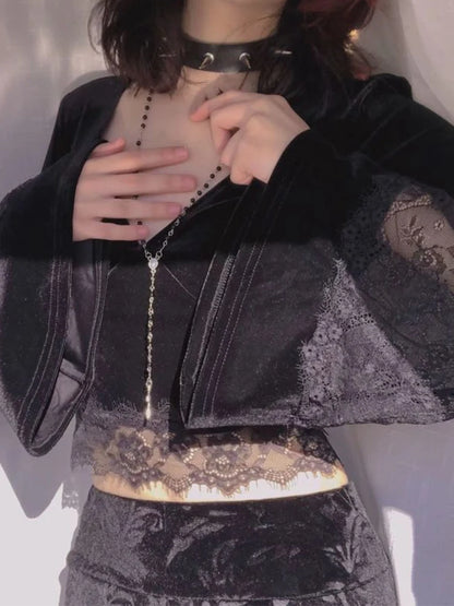 Flare Lace Sleeve Knit Top