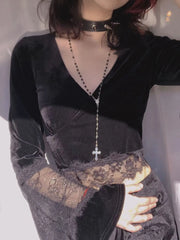 Flare Lace Sleeve Knit Top