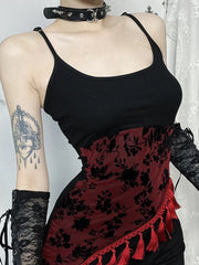 Tassel Spaghetti Strap Bodycon Maxi Dress