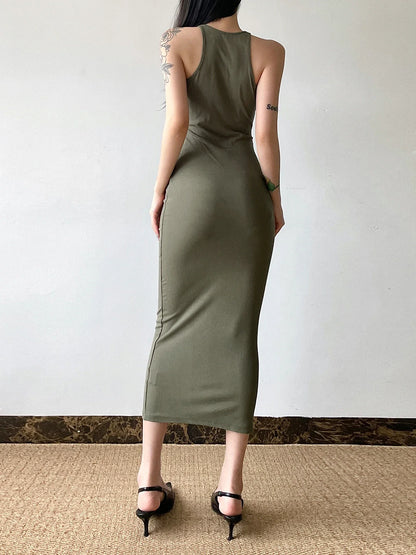 Elegant Hollow Out Spaghetti Midi Dress