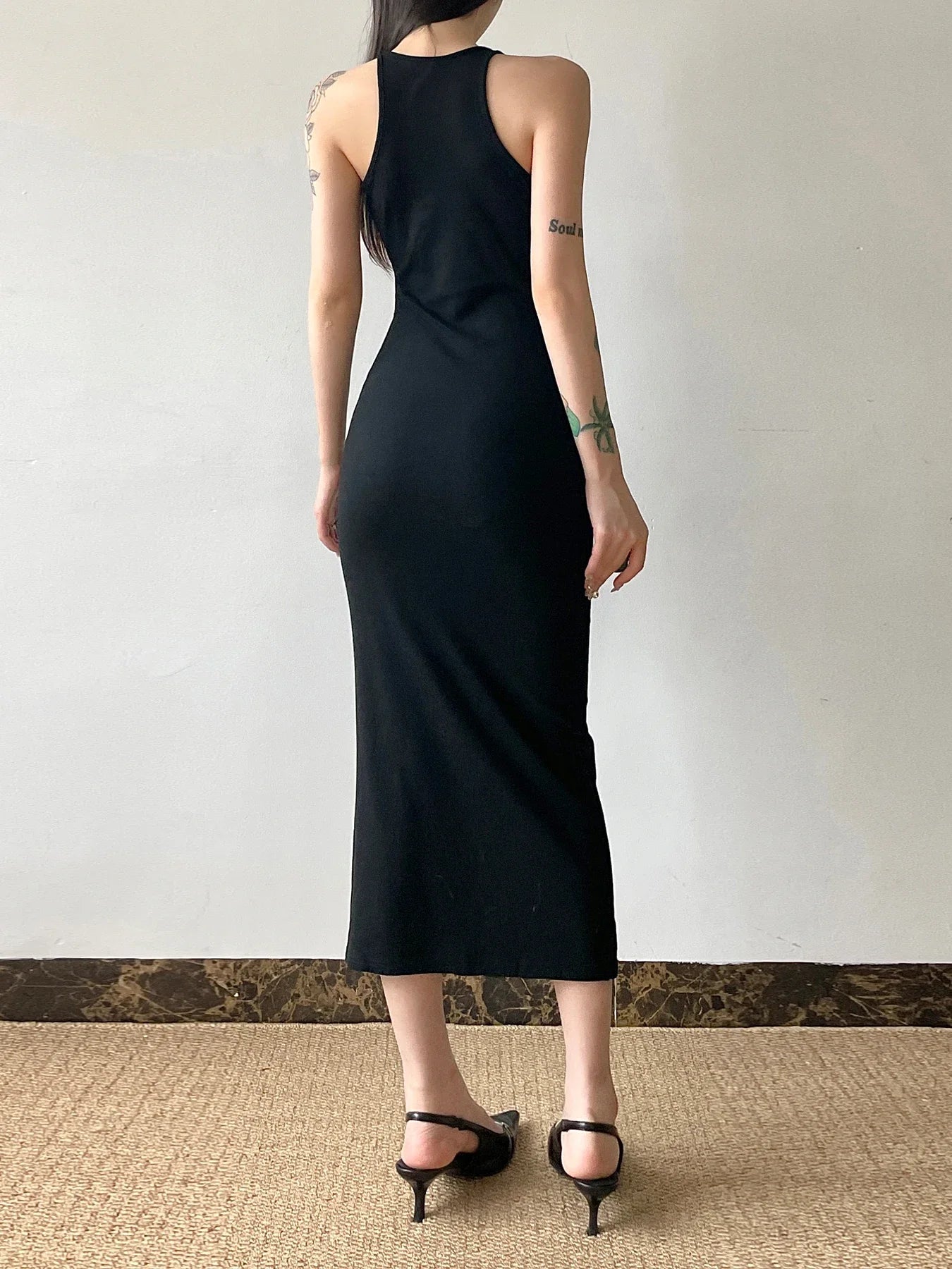 Elegant Hollow Out Spaghetti Midi Dress