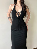 Elegant Hollow Out Spaghetti Midi Dress