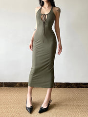 Elegant Hollow Out Spaghetti Midi Dress