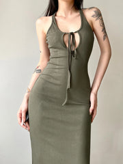 Elegant Hollow Out Spaghetti Midi Dress