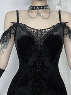 Lace Patchwork Spaghetti Strap Maxi Dress