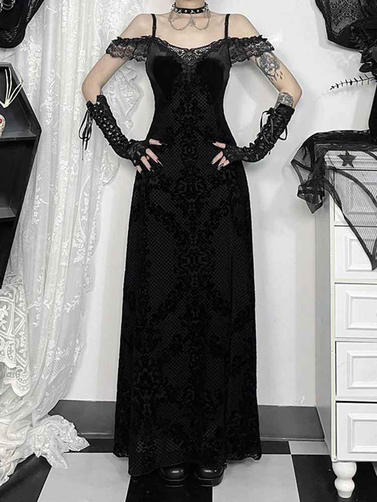 Lace Patchwork Spaghetti Strap Maxi Dress Main image
