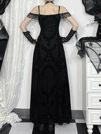 Lace Patchwork Spaghetti Strap Maxi Dress